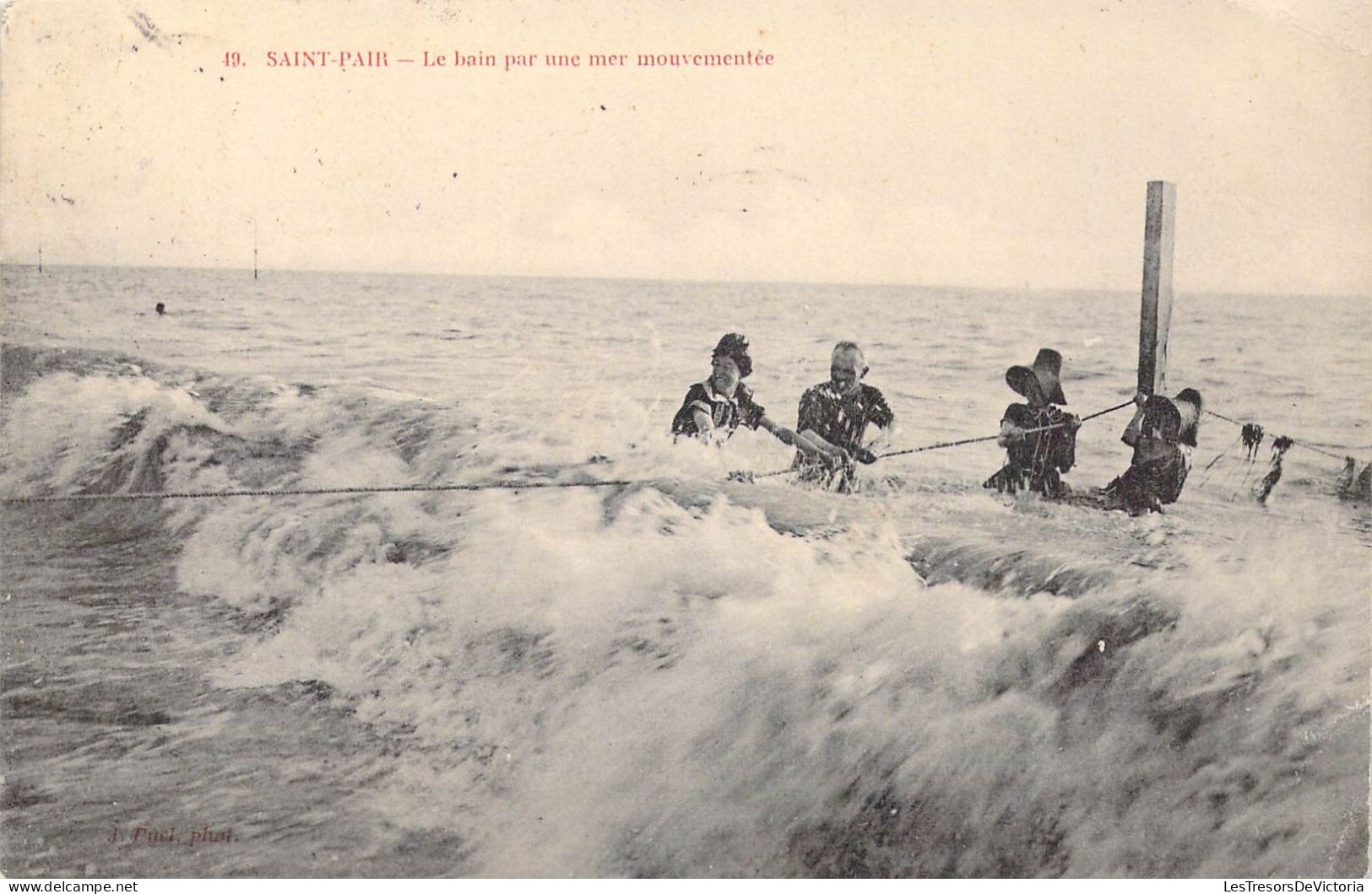 FRANCE - 50 - Saint-Pair - Le Bain Par Une Mer Mouvementée - Carte Postale Ancienne - Saint Pair Sur Mer