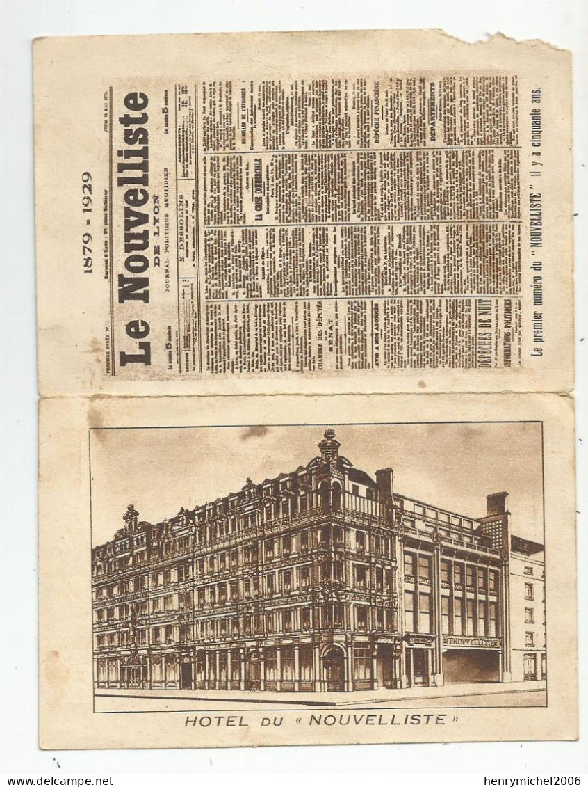 Carte De Visite 1929 Cdv Lyon Hotel Du Nouvelliste 14 Rue De La Charité Depuis 1879 - Visitenkarten