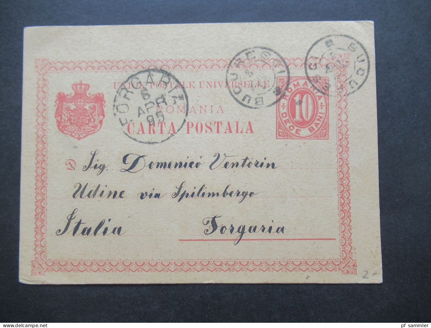 Rumänien Ganzsache 1895 2x Stempel K2 Bucuresti Nach Forgaria Mit Ank. Stempel Mit Viel Inhalt! - Enteros Postales