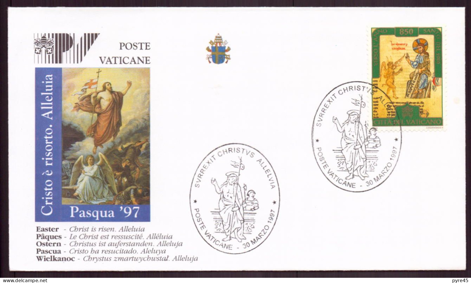 Vatican, Enveloppe Avec Cachet Commémoratif " Le Christ Est Ressuscité " Du 30 Mars 1997 - Franking Machines (EMA)