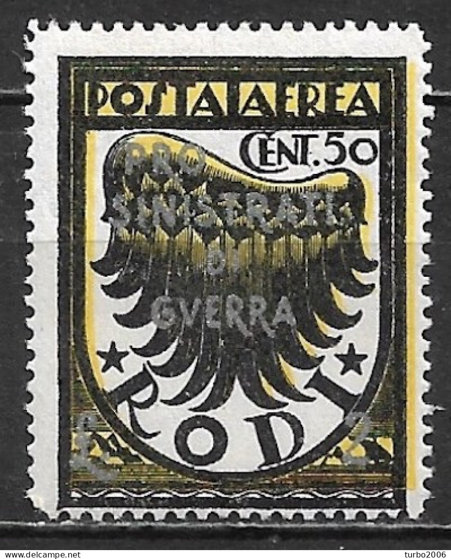 DODECANESE 1944 RODI Airmail With Overprint Pro Sinistrati Di Guerra + £ 2 Vl. A 5 MH - Dodekanisos