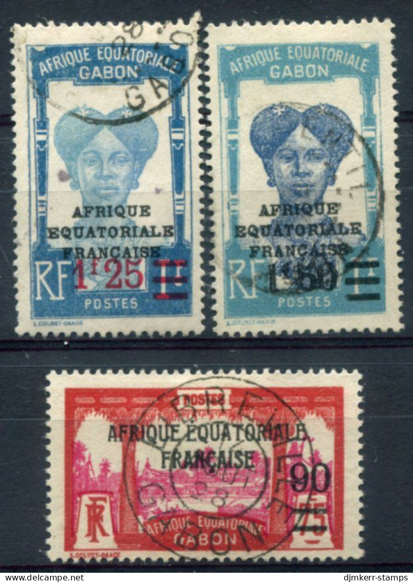 GABON 1926-27 Surcharges 90 C. 1F25, 1F50   Used.  Yv. 110-112, SG 117-119 - Usati