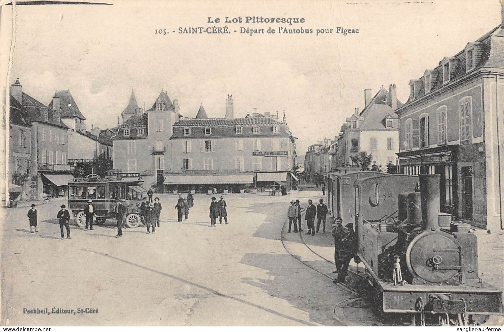 CPA 46 SAINT CERE DEPART DE L'AUTOBUS POUR FIGEAC / TRAIN - Saint-Céré