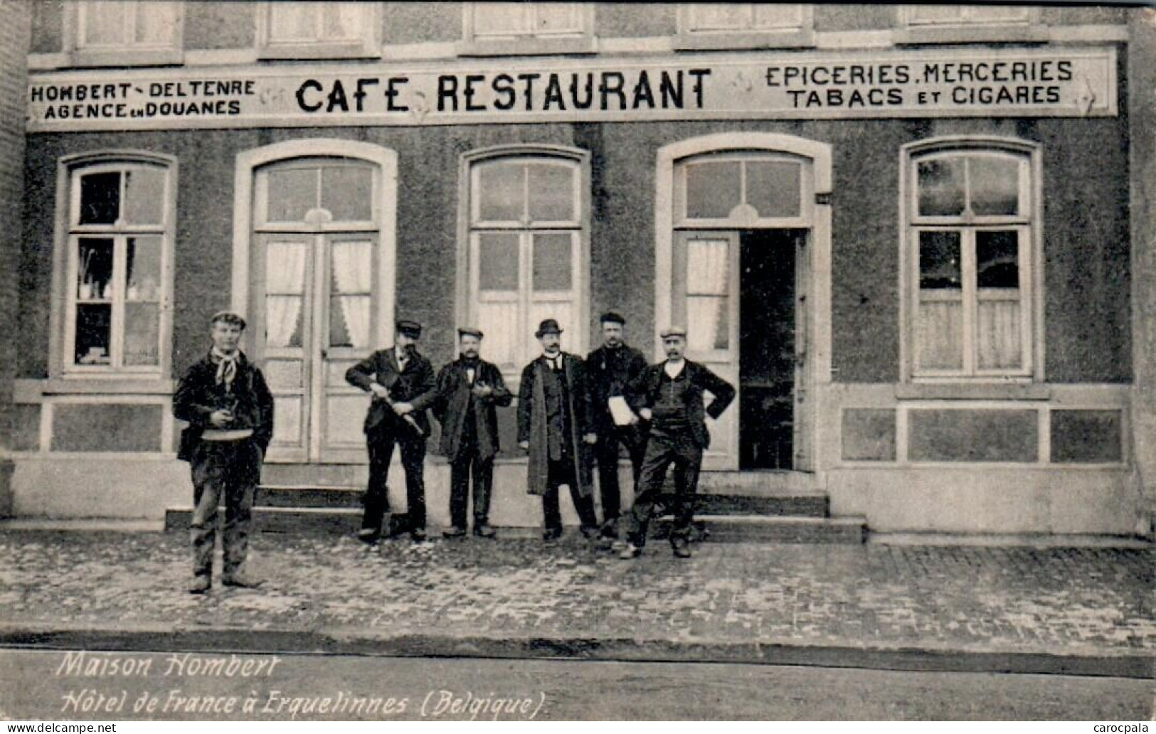 Carte 1910 MAISON HOMBERT , Café , Restaurant ,tabac , épicerie, Hôtel De France à Erquelinnes - Erquelinnes