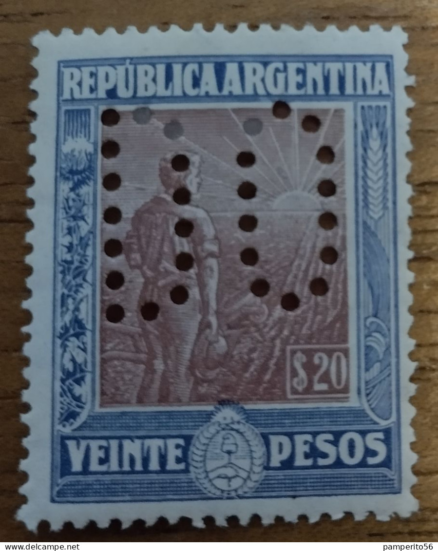 ARGENTINA - AÑO 1911 - SERIE "LABRADOR" PERFORADO 20 PESOS - EXCELENTE SELLO - Unused Stamps