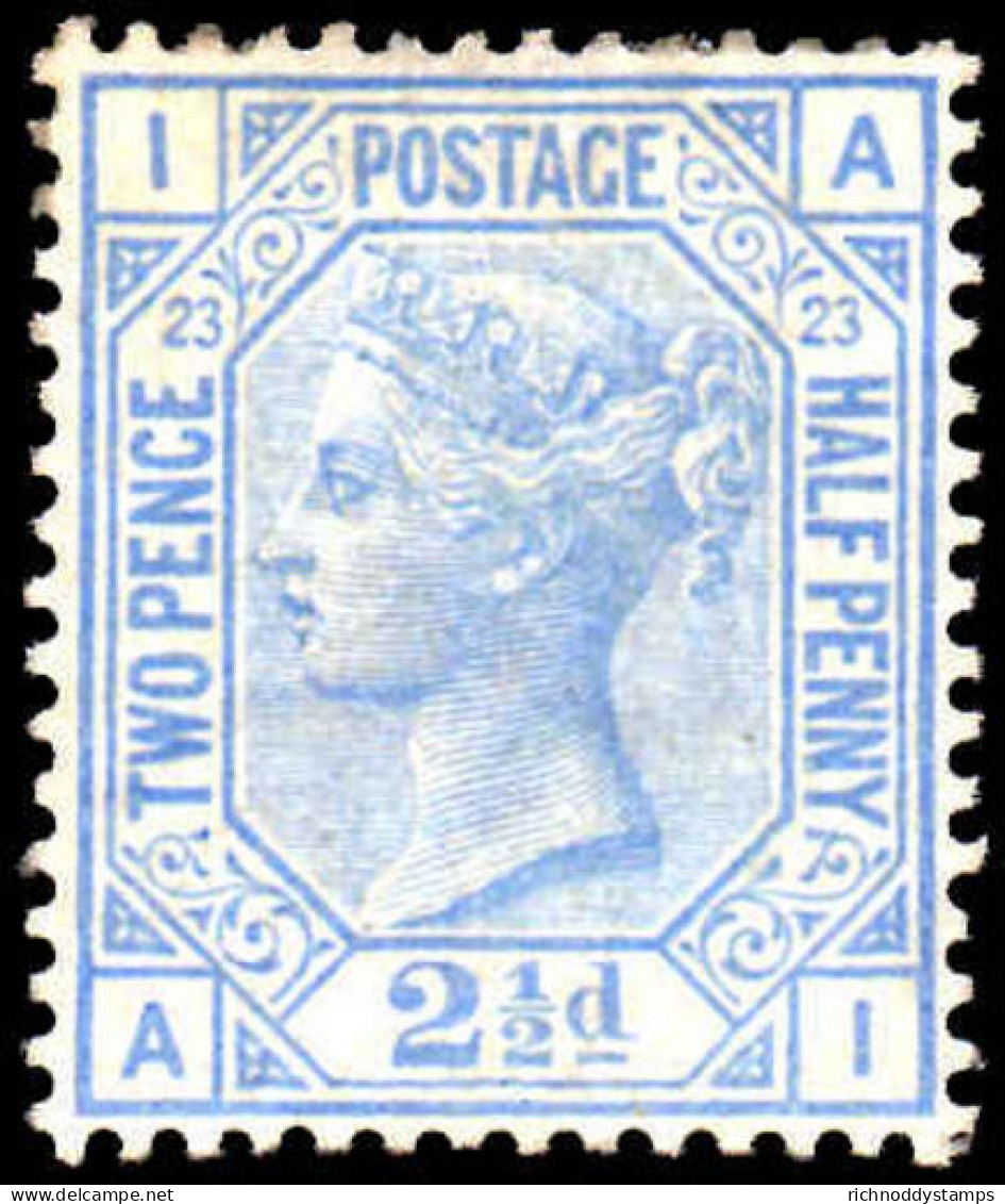 1881 2&#189;d Blue Plate 23 Crown Mounted Mint Original Gum. - Ungebraucht