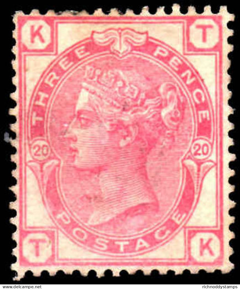 1881 3d Rose Plate 20 Crown Unused Without Gum. Mild Corner Crease.. - Unused Stamps
