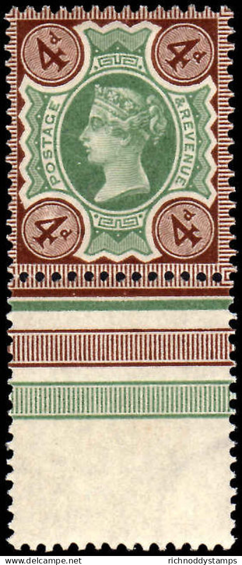 1887 4d Jubilee Green And Deep Brown Variety 'white 4 In 1 Corner'. - Ungebraucht