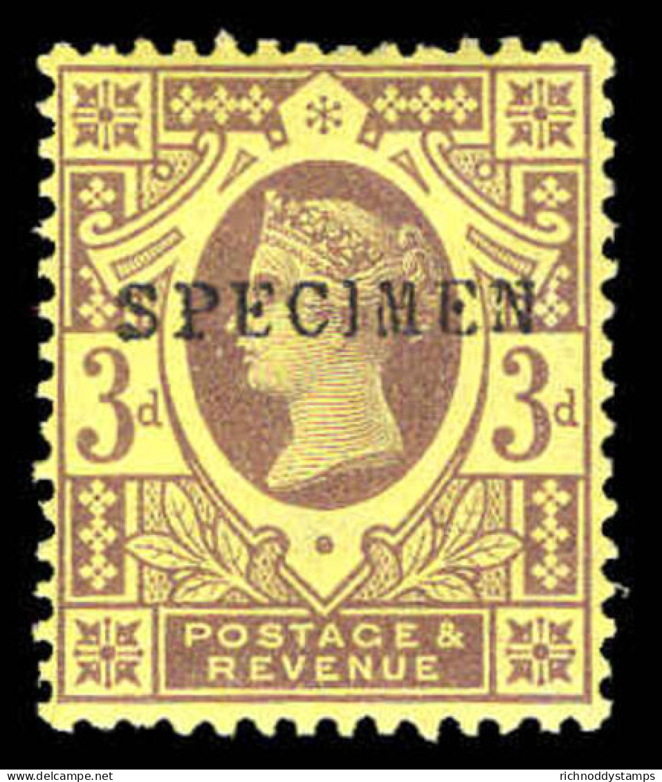 1887-92 3d Purple On Yellow Fine Unmounted Mint Type 9 SPECIMEN Overprint. - Nuovi