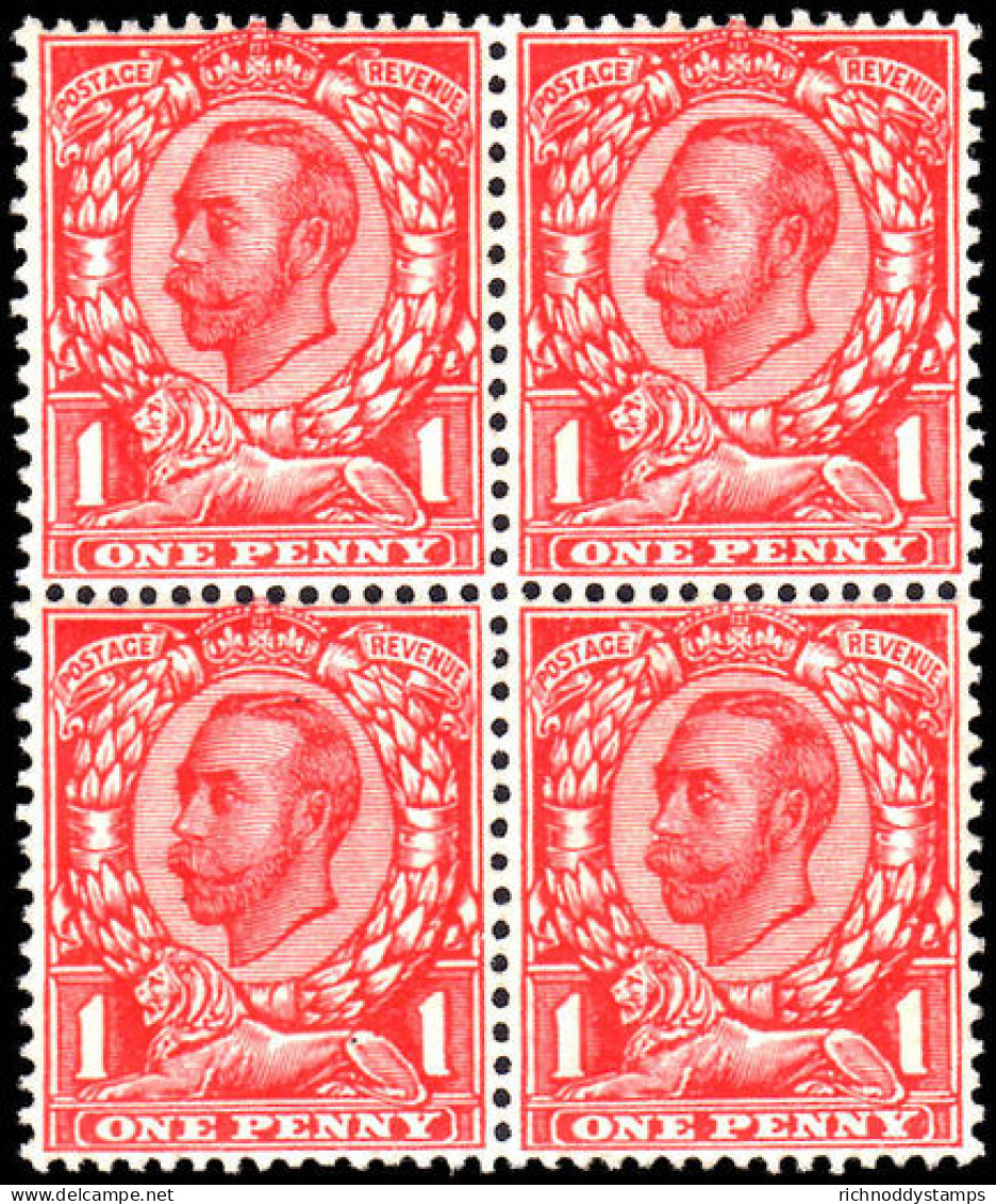 1912 1d Red No Cross On Crown. Hinge Mark On Top Two; Lower Two Unmounted Mint One Of Which Is No Cross On Crown. - Neufs