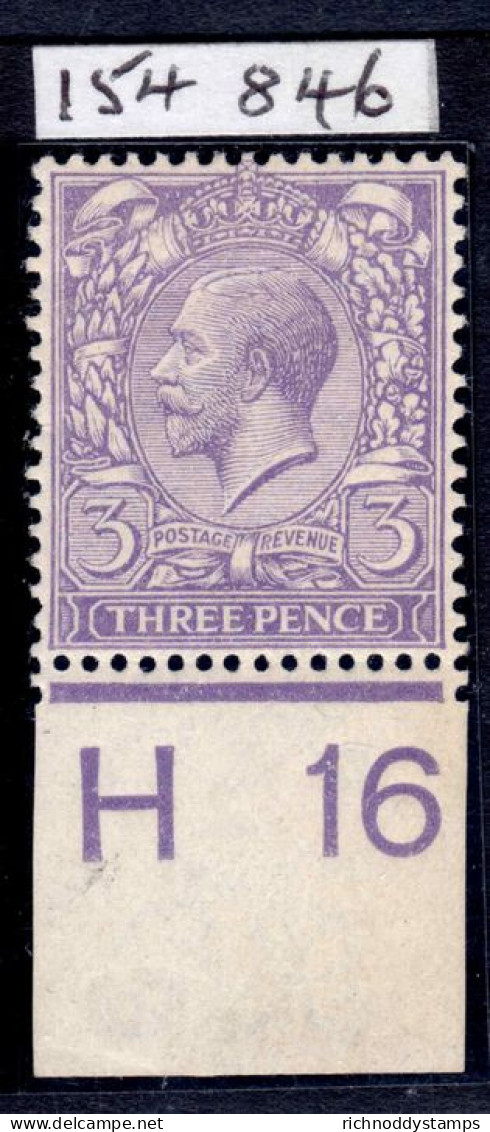 1912 3d Very Pale Violet Fine Lightly Mounted Mint With Control H16. Clean RPS Certificate Stating Genuine. Rare Shade. - Neufs