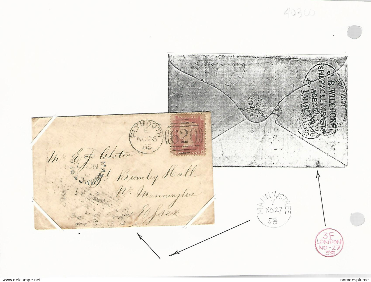 40300 ) GB UK Cover  Exhibition Page  1858 - Cartas