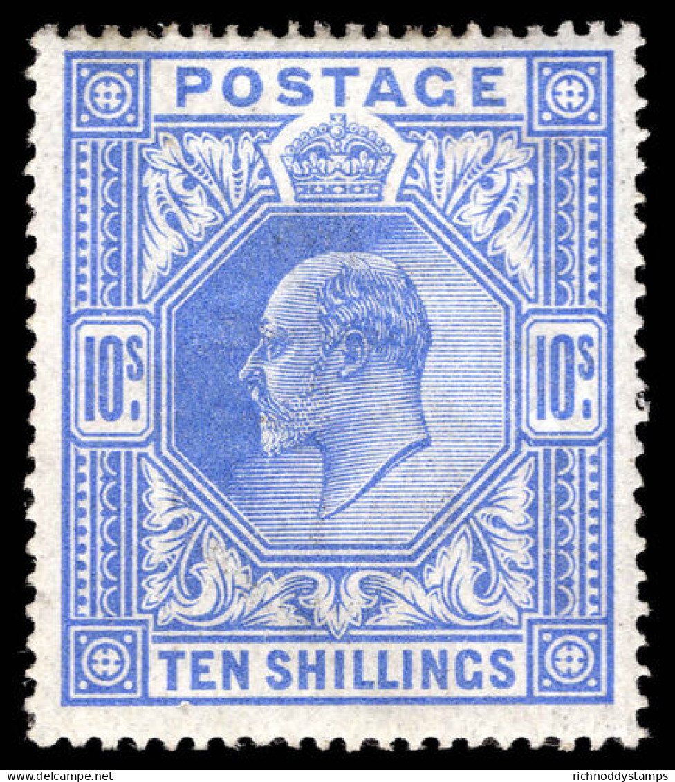 1911-13 10/- Blue Fine Unused Skilfully Regummed. - Ongebruikt