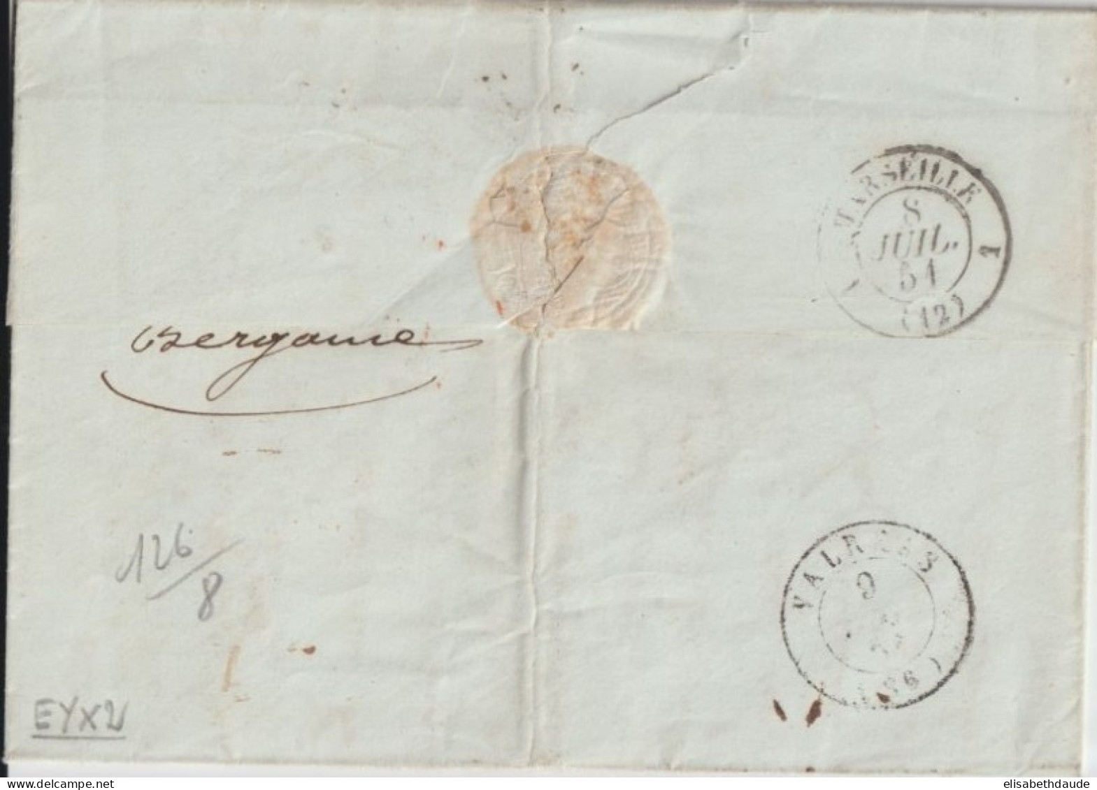 1851 - LETTRE De BERGAMO Avec TRES RARE MARQUE D'ENTREE AUTRICHE Par ANTIBES (VAR) IND 22 ! TRANSIT SARDE => VALREAS - Entry Postmarks