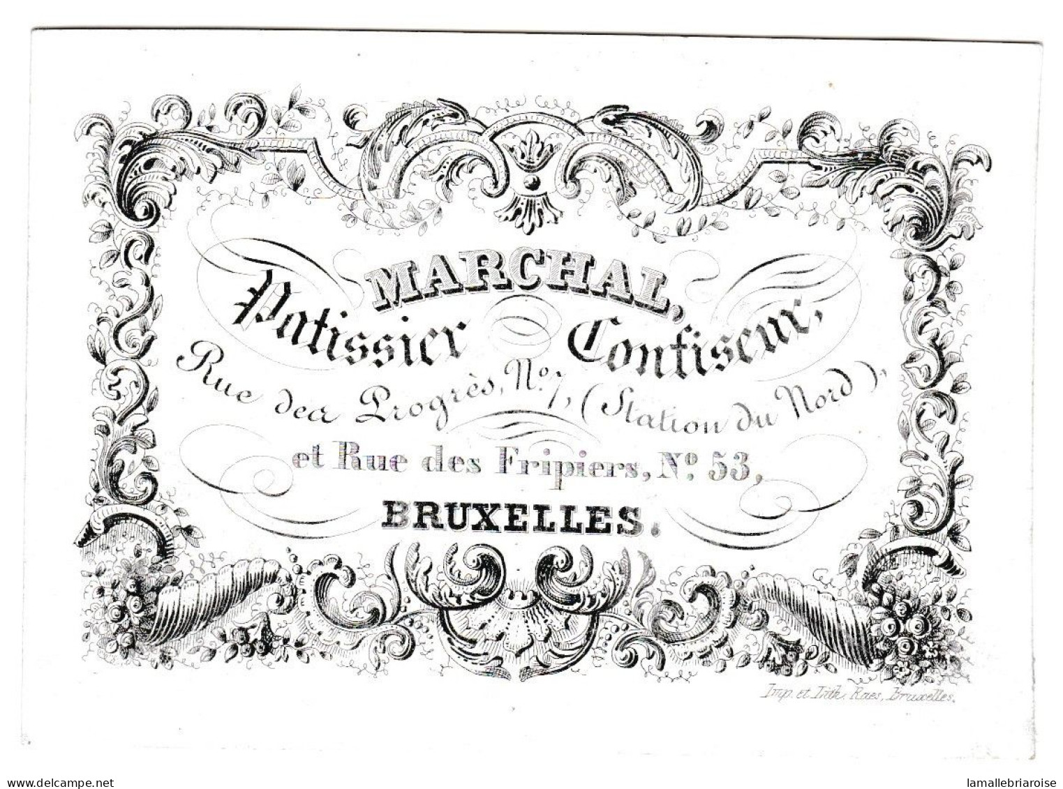 Carte Porcelaine, Porseleinkaart, Marchal, Patissier Confiseur, Bruxelles, Dim:93 X67mm - Porcelaine