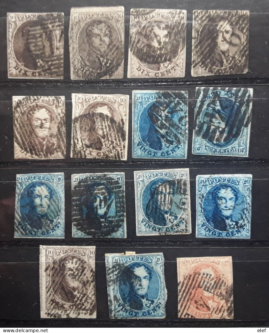 BELGIQUE , Leopold I, 1849 - 1858 , Lot De 15 Timbres Non  Denteles  Obl,  Bon Etat General A VOIR - 1849-1865 Medaillen (Sonstige)