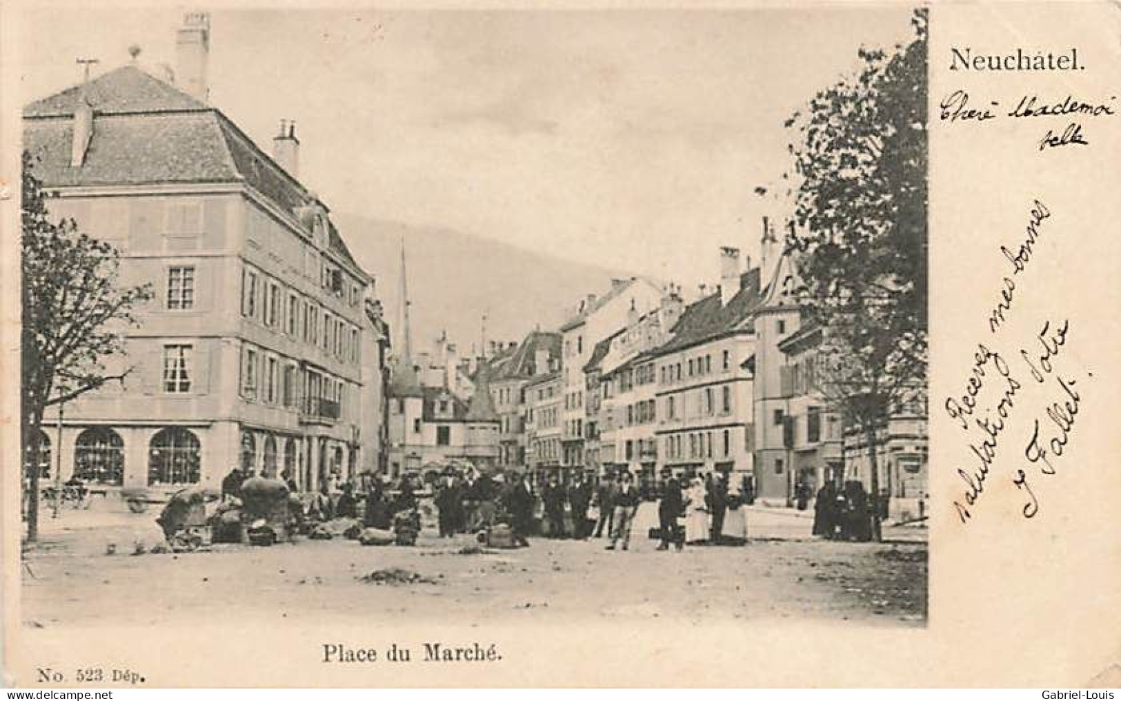Neuchâtel Place Du Marché Animée 1901 - Neuchâtel