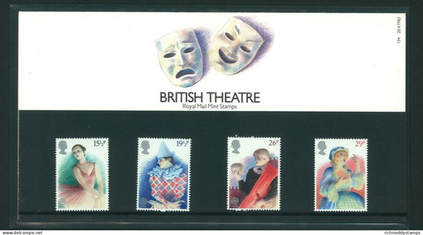 1982 Europa. British Theatre Presentation Pack. - Presentation Packs