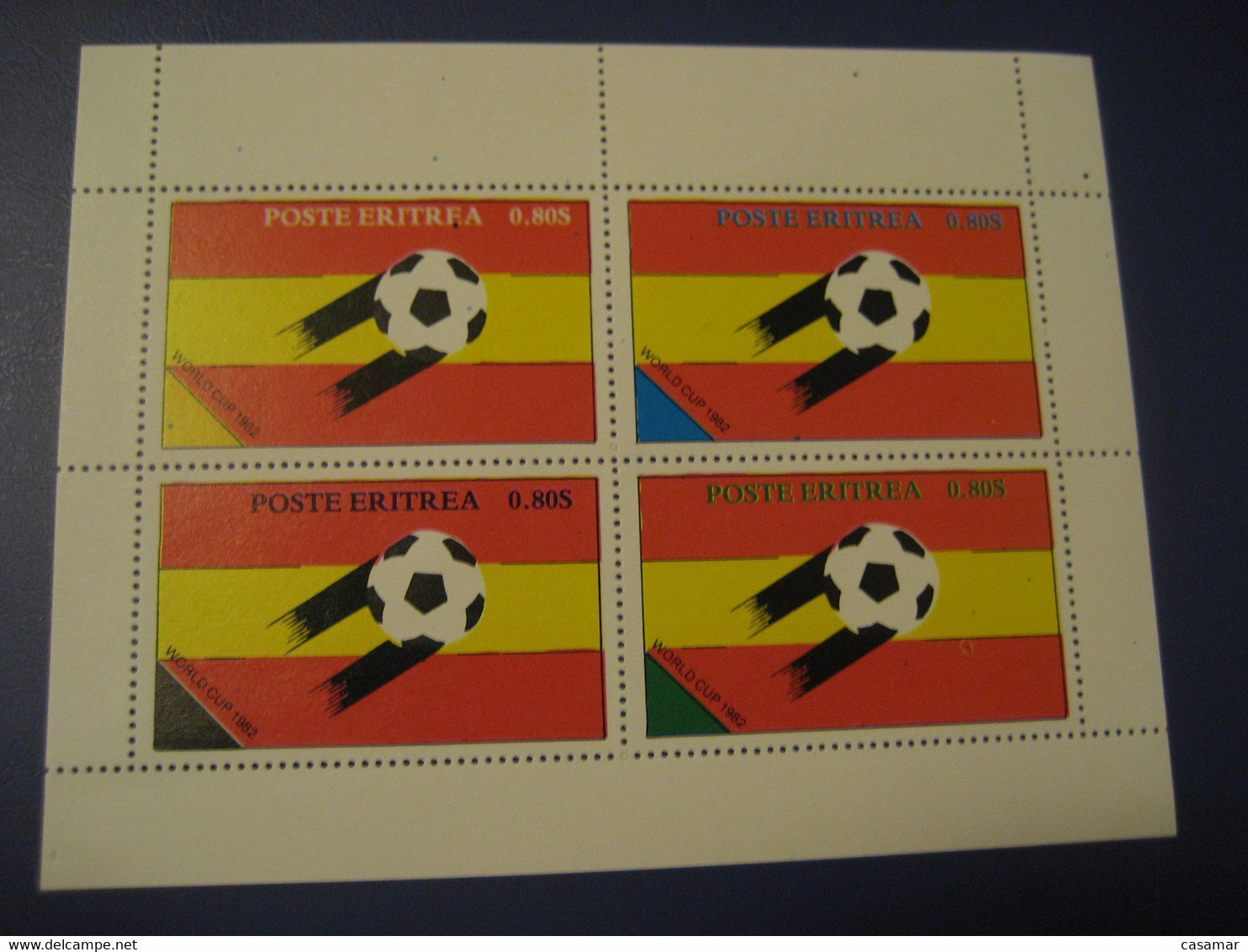 ERITREA Football 1982 Spain World Championship Cup Bloc 4 Stamps Proof ? Epreuve Soccer Futbol - Erythrée