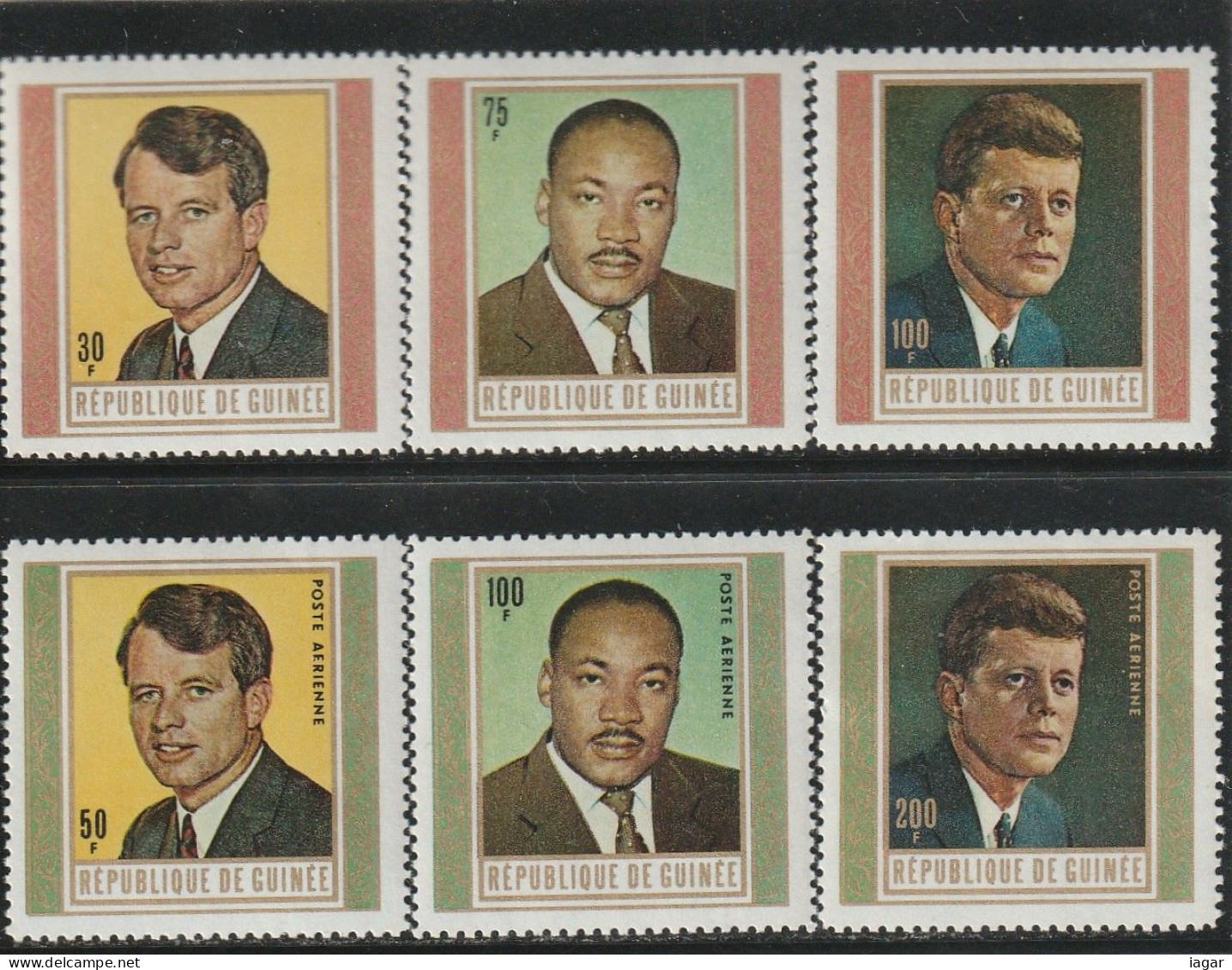 THEMATIC  FAMOUS PEOPLE: MARTIN LUTHER KING, JOHN AND ROBERT KENNEDY  - GUINEE - Martin Luther King