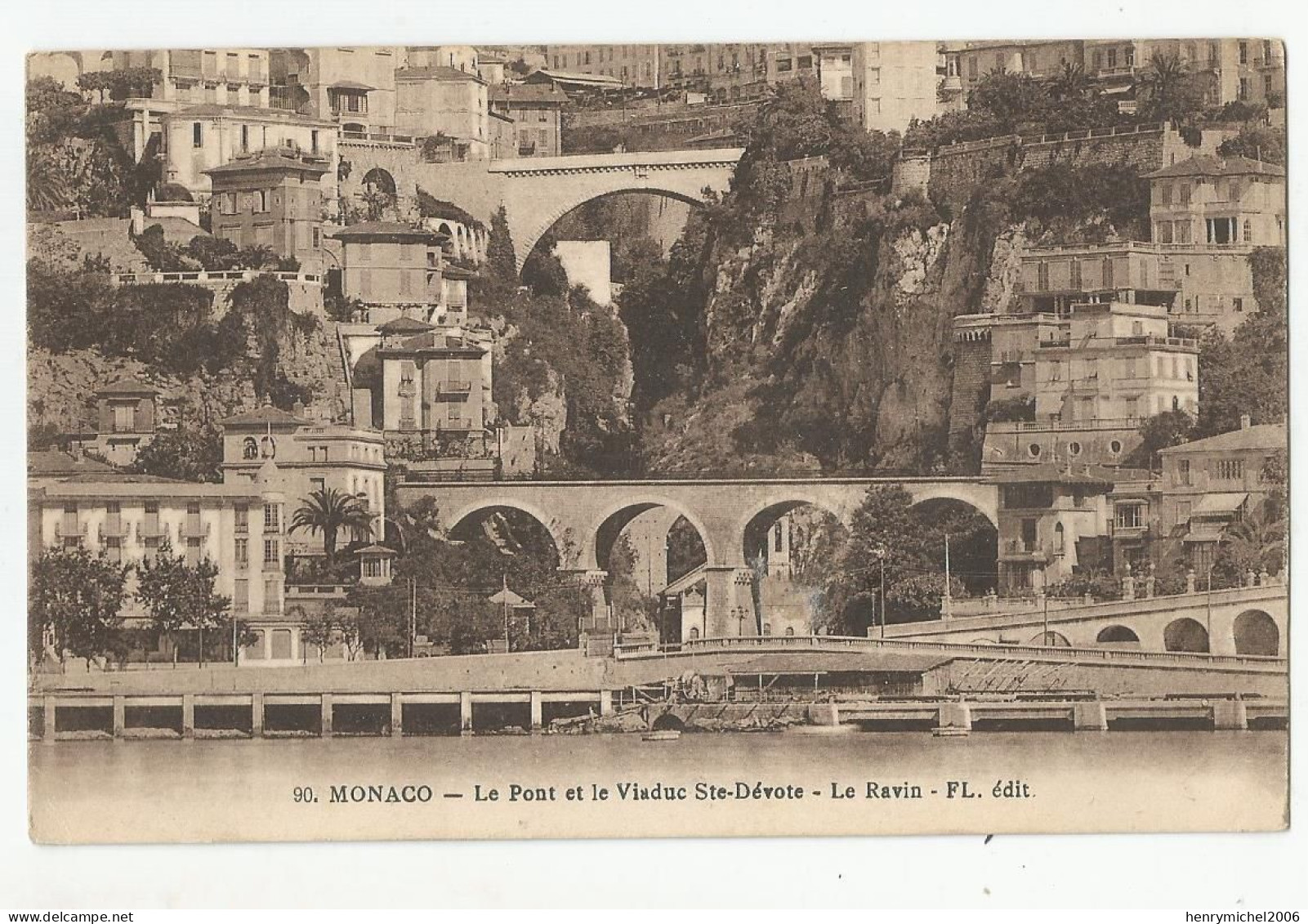 Monaco Le Pont Et Le Viaduc Sainte Devote Le Ravin Pub Etablissements Laugier Frederic Nice - Tarjetas Panorámicas