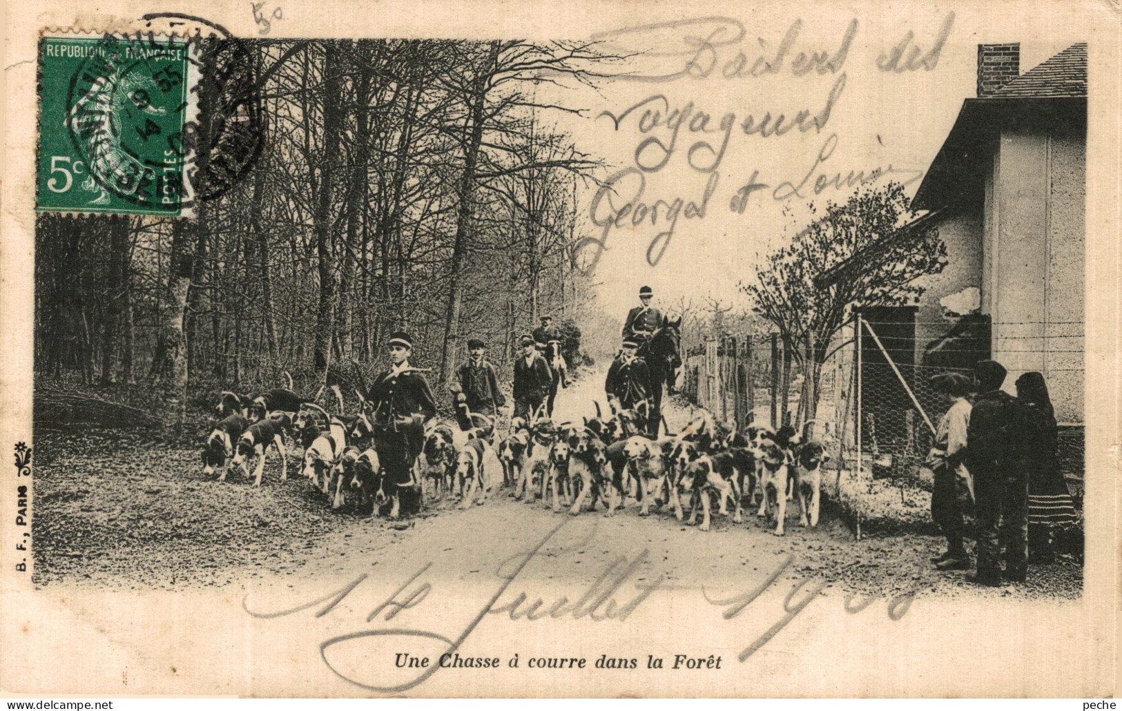 N°105985 -cpa Une Chasse à Courre Dans La Forêt - Chasse