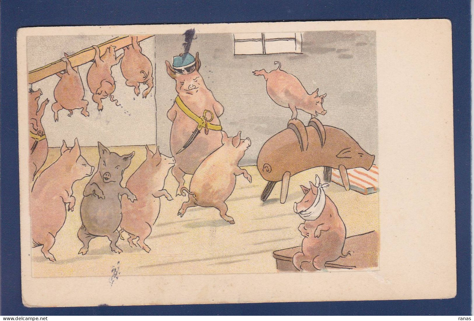 CPA Cochon Pig Position Humaine Circulé Dentist Dent Dentiste - Pigs