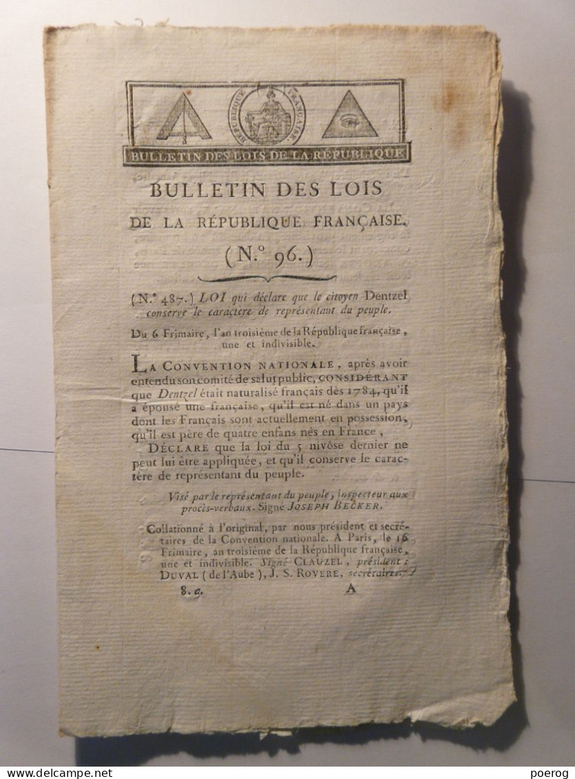 BULLETIN DES LOIS 1794 - HOPITAL ECOLE OFFICIERS SANTE - ARMEE PYRENEES ORIENTALES - ARRESTATION REPRESENTANTS DU PEUPLE - Decrees & Laws