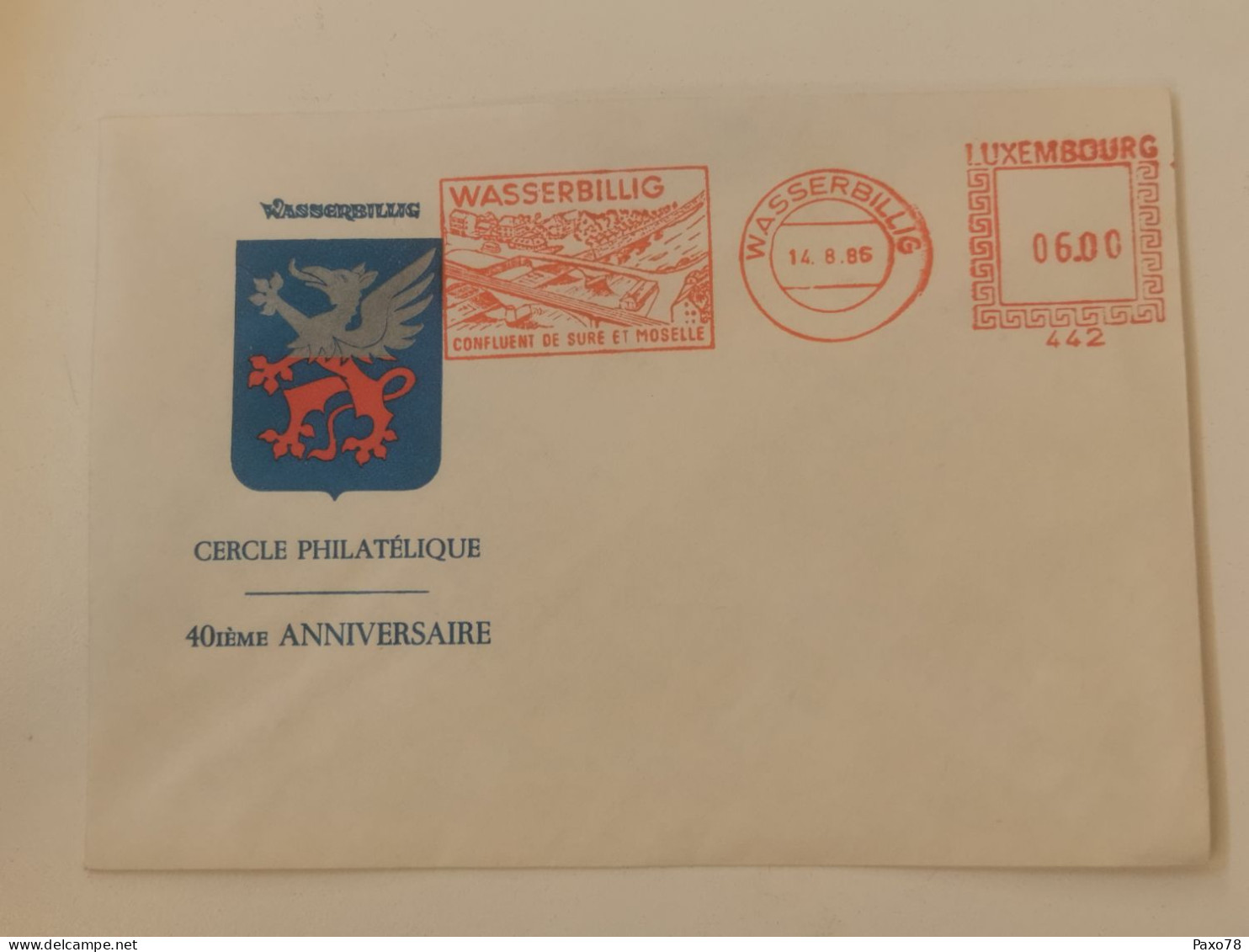 FDC, Wasserbillig, Cercle Philatélique 40e Anniversaire 1986 - FDC