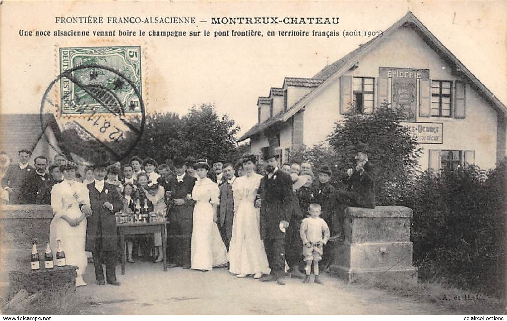 Montreux Vieux            90       Noce Alsacienne Buvant Le Champagne Sur Le Pont Frontière           (voir Scan) - Altri & Non Classificati