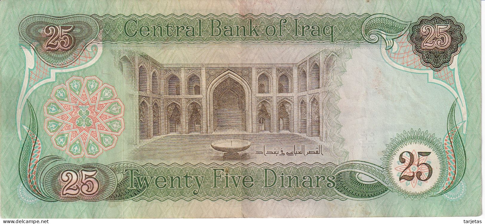 BILLETE DE IRAQ DE 25 DINARS DEL AÑO 1982 (BANK NOTE) CABALLO-HORSE - Iraq