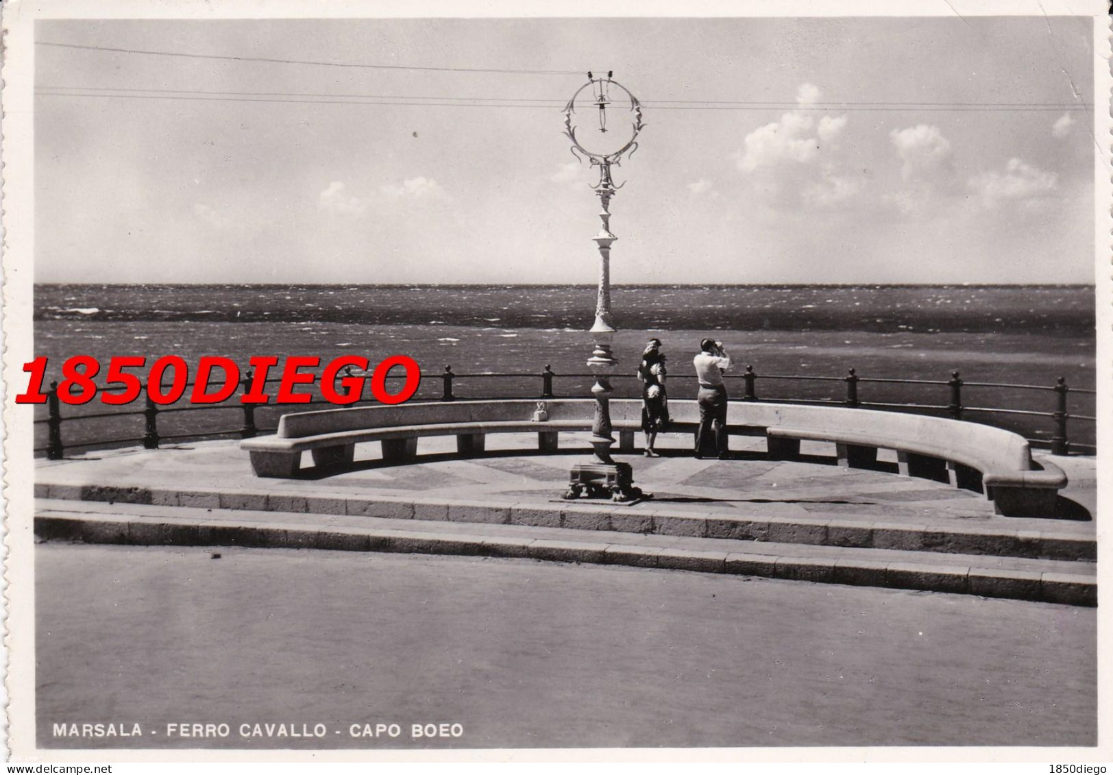 MARSALA - FERRO CAVALLO - CAPO BOEO  F/GRANDE VIAGGIATA  1956?  ANIMAZIONE - Marsala