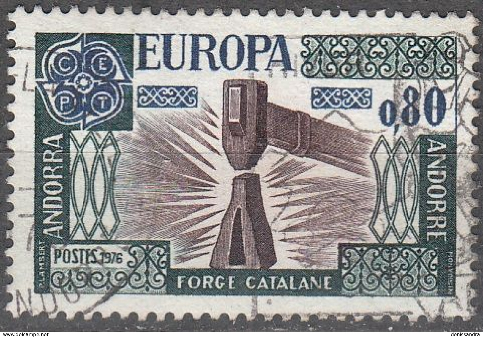 Andorre Français 1976 Michel 274 O Cote (2008) 1.50 € Europa CEPT La Forge Catalane Cachet Rond - Used Stamps