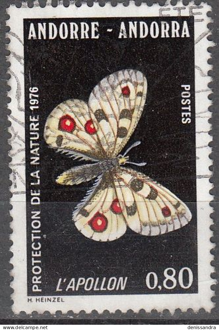 Andorre Français 1976 Michel 279 O Cote (2008) 2.00 € Papillon Apollon Cachet Rond - Usados