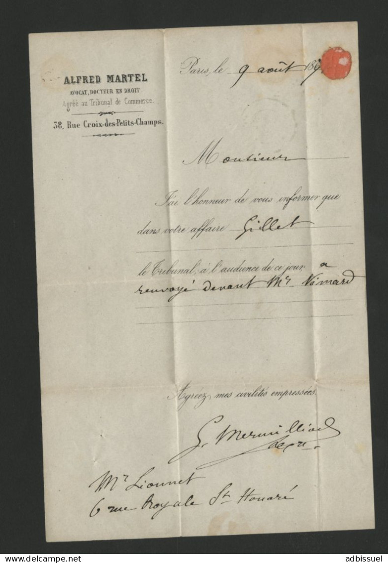 N° 36 Obl. Etoile De PARIS Cote 200 € Sur Lettre Datée Du 9 Août 1871. - 1849-1876: Classic Period