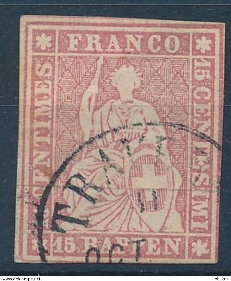 24D 15 Rappen Strubel Mit Sauberem Stempel TRAVERS - Usados