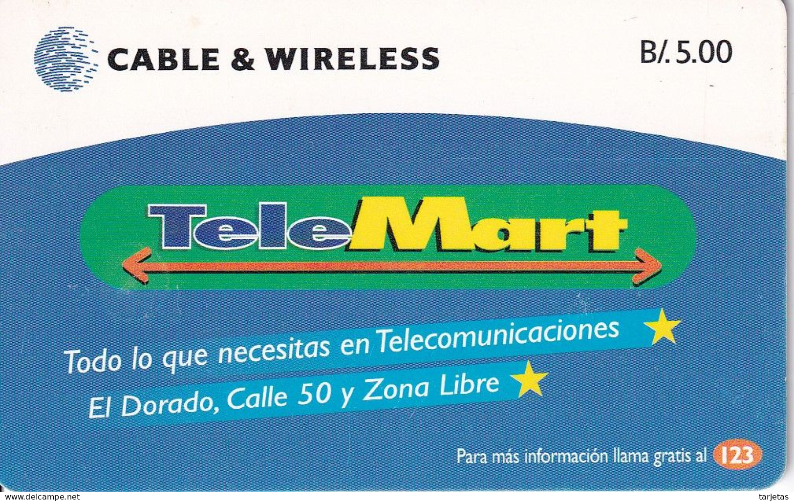 (CHIP ROJO) TARJETA DE PANAMA DE CABLE & WIRELESS DE TELEMART - Panama