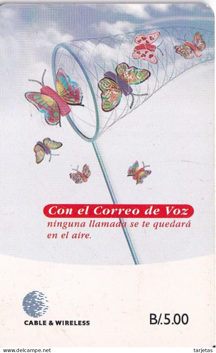 TARJETA DE PANAMA DE CABLE & WIRELESS DE B/5.00 CORREO DE VOZ (MARIPOSA-BUTTERFLY) - Panamá