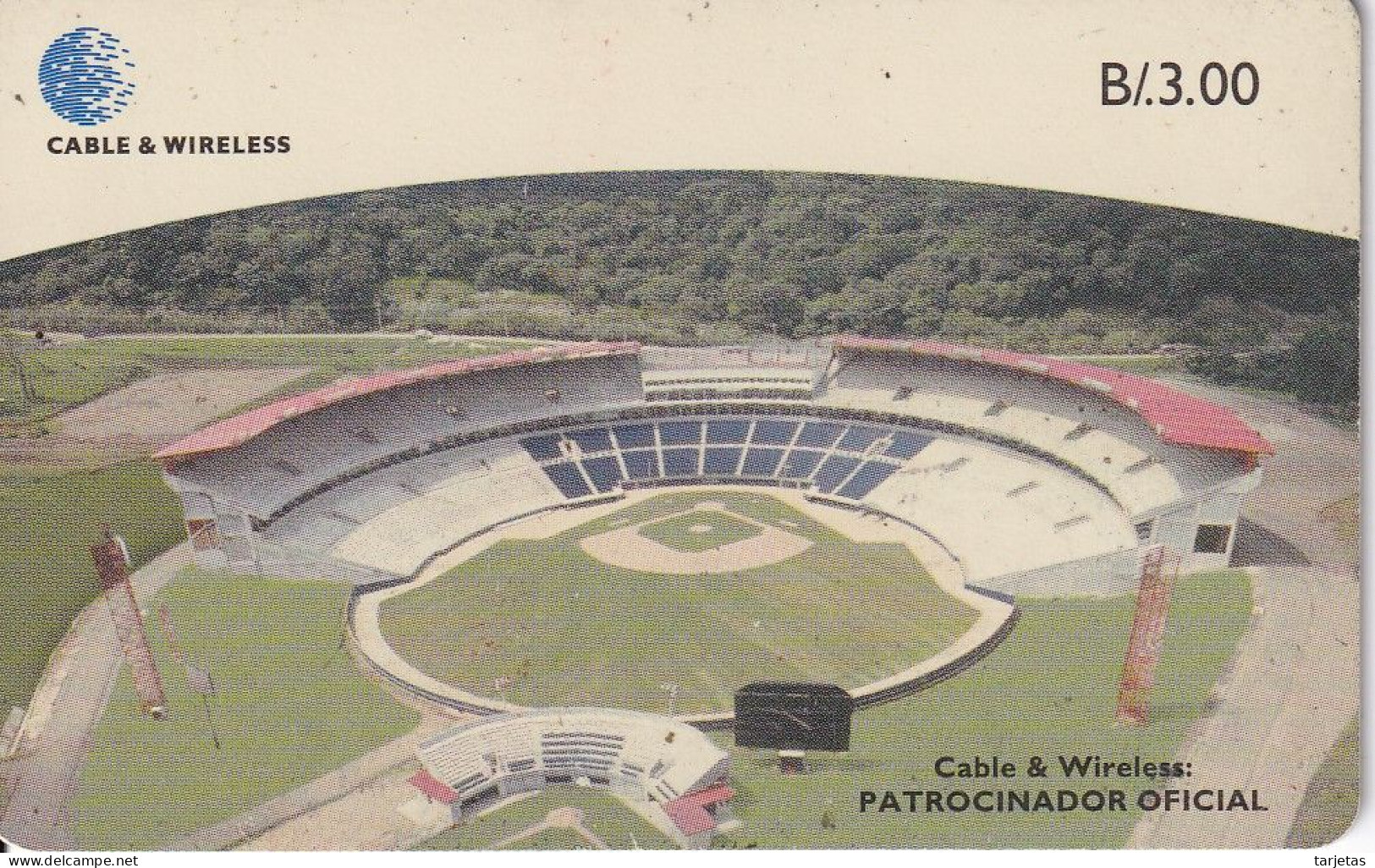 TARJETA DE PANAMA DE CABLE & WIRELESS DE B/3.00 ESTADIO NACIONAL DE BEISBOL - Panama