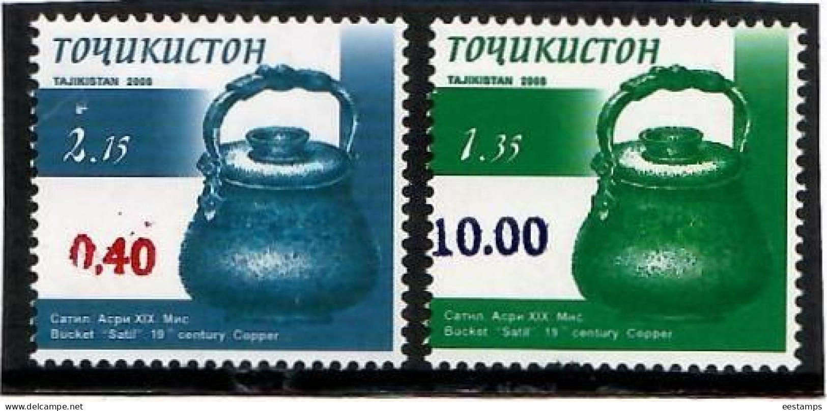 Tajikistan 2021 . Ovpt 0.40, 10.00 On Cooking Copper Of 2008 (Trial Stamps) . 2 - Tayikistán