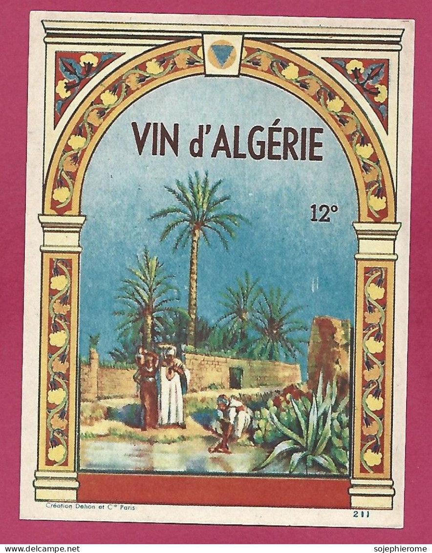 étiquette Vin D'Algérie 12° Palmiers Femmes Costumes Traditionnels Cruches Oasis - Traditional Dresses