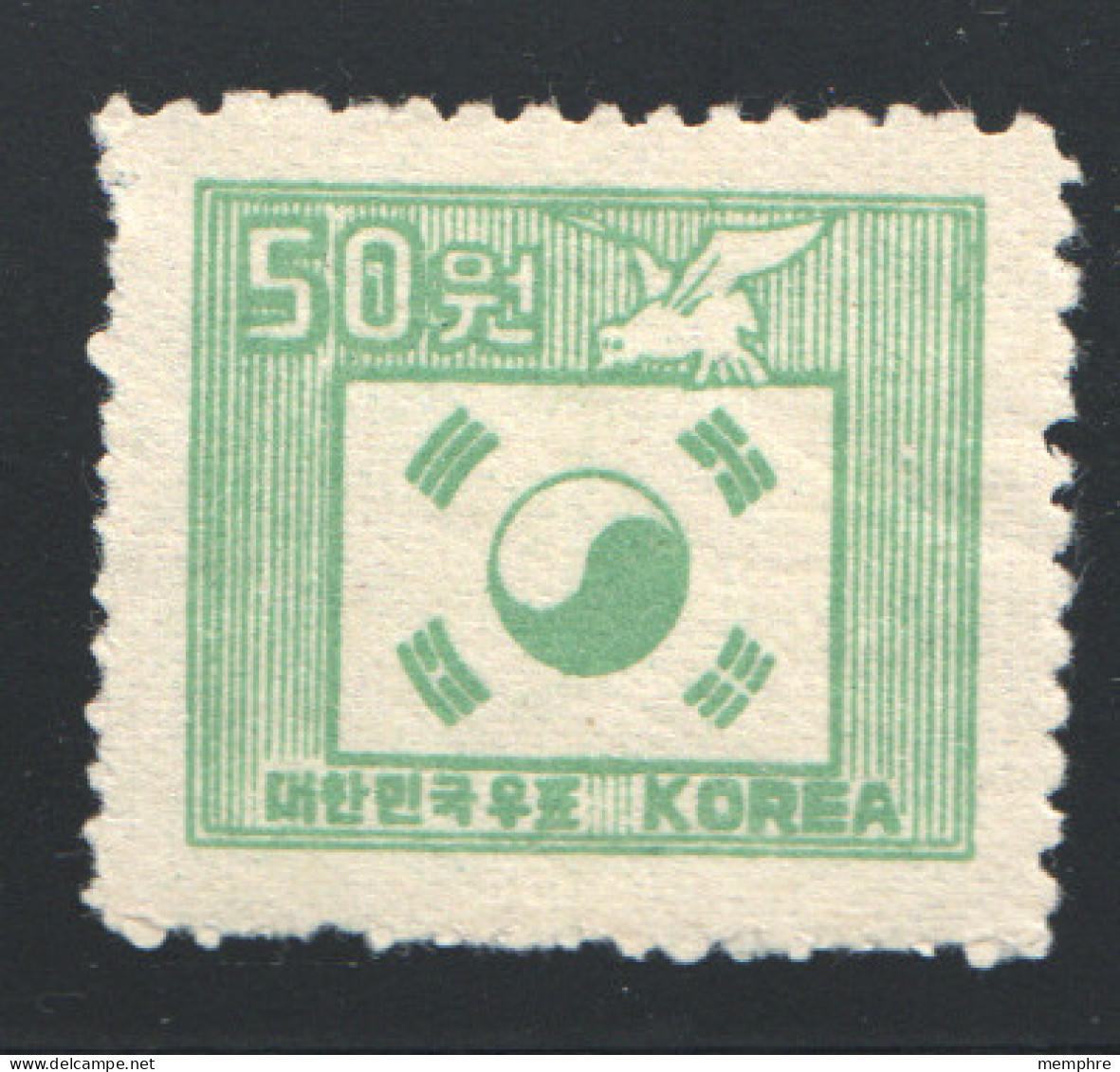 South Korea  1951  Dove And Flag 50 Wons  Sc 124 Mint *  - Korea, South