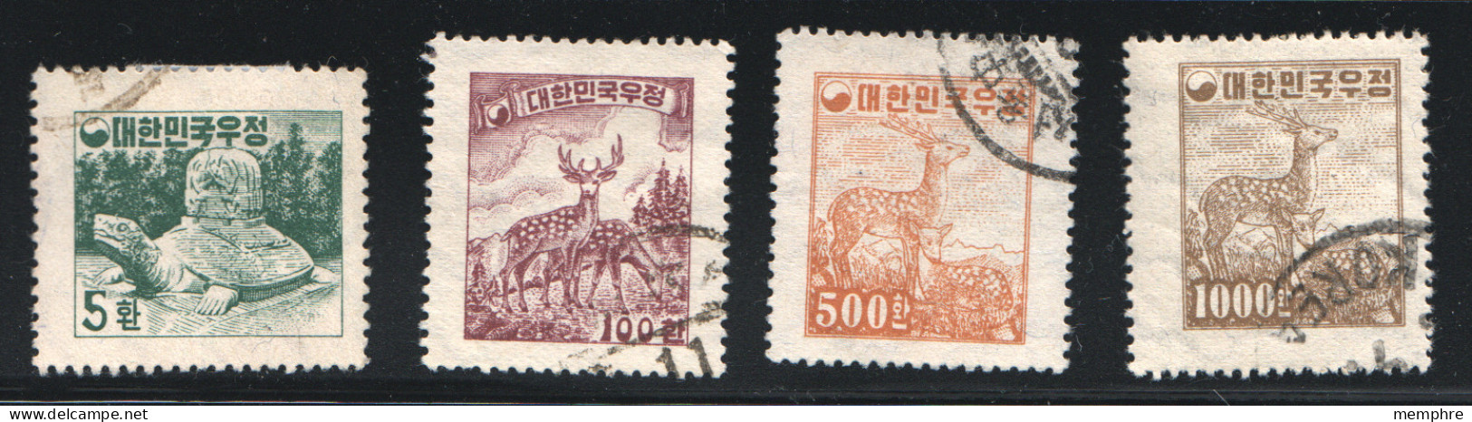 South Korea  1954  Animal Definitives  Sc 196-9  Used  - Korea (Süd-)