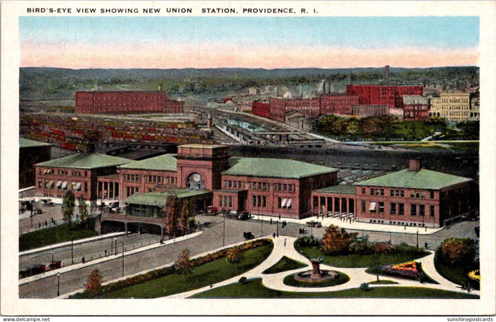 Rhode Island Providence Birds Eye View Showing New Union Railroad Station - Providence