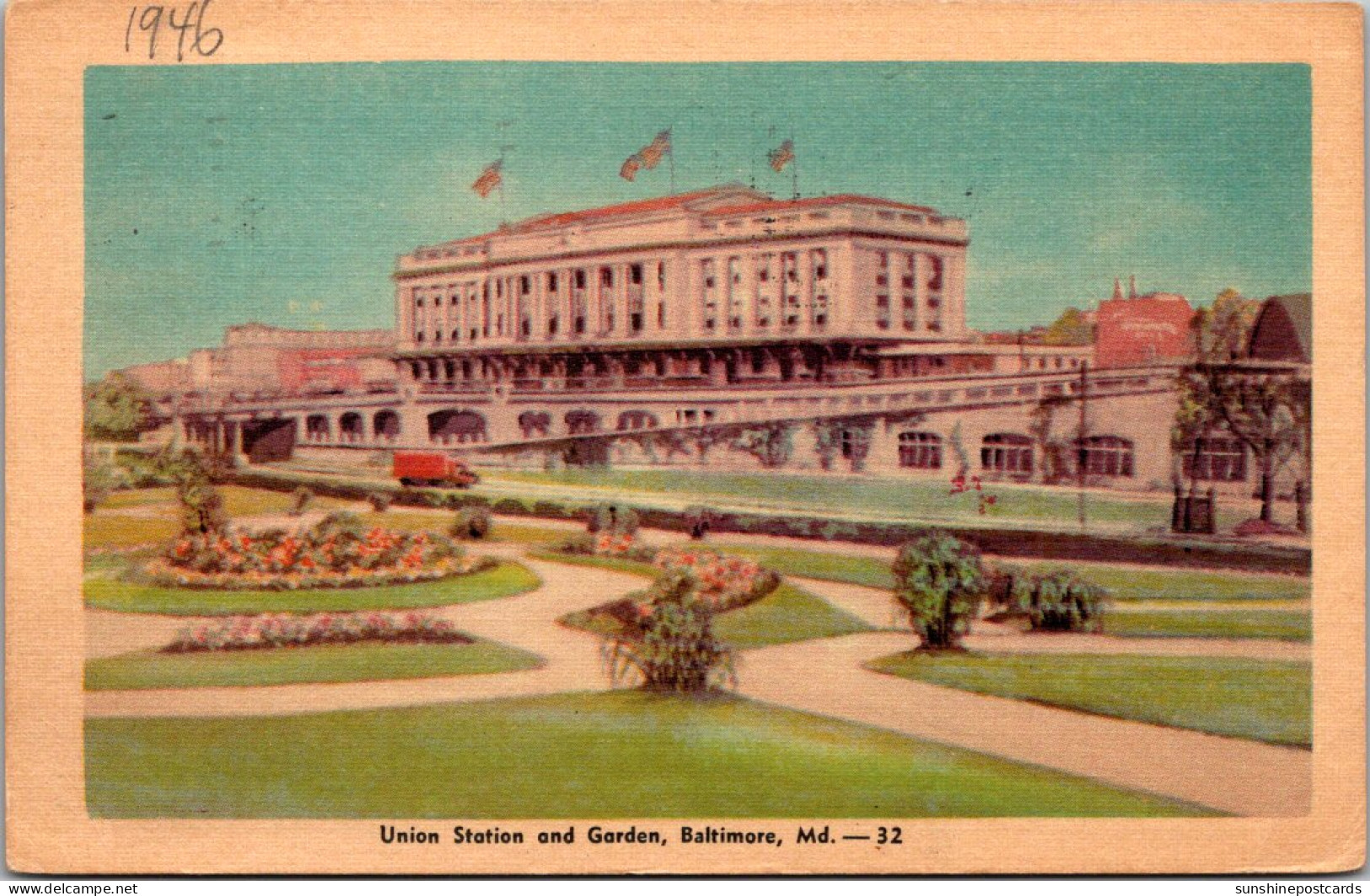 Maryland Baltimore Union Railroad Station And Garden 1946 Dexter Press - Baltimore