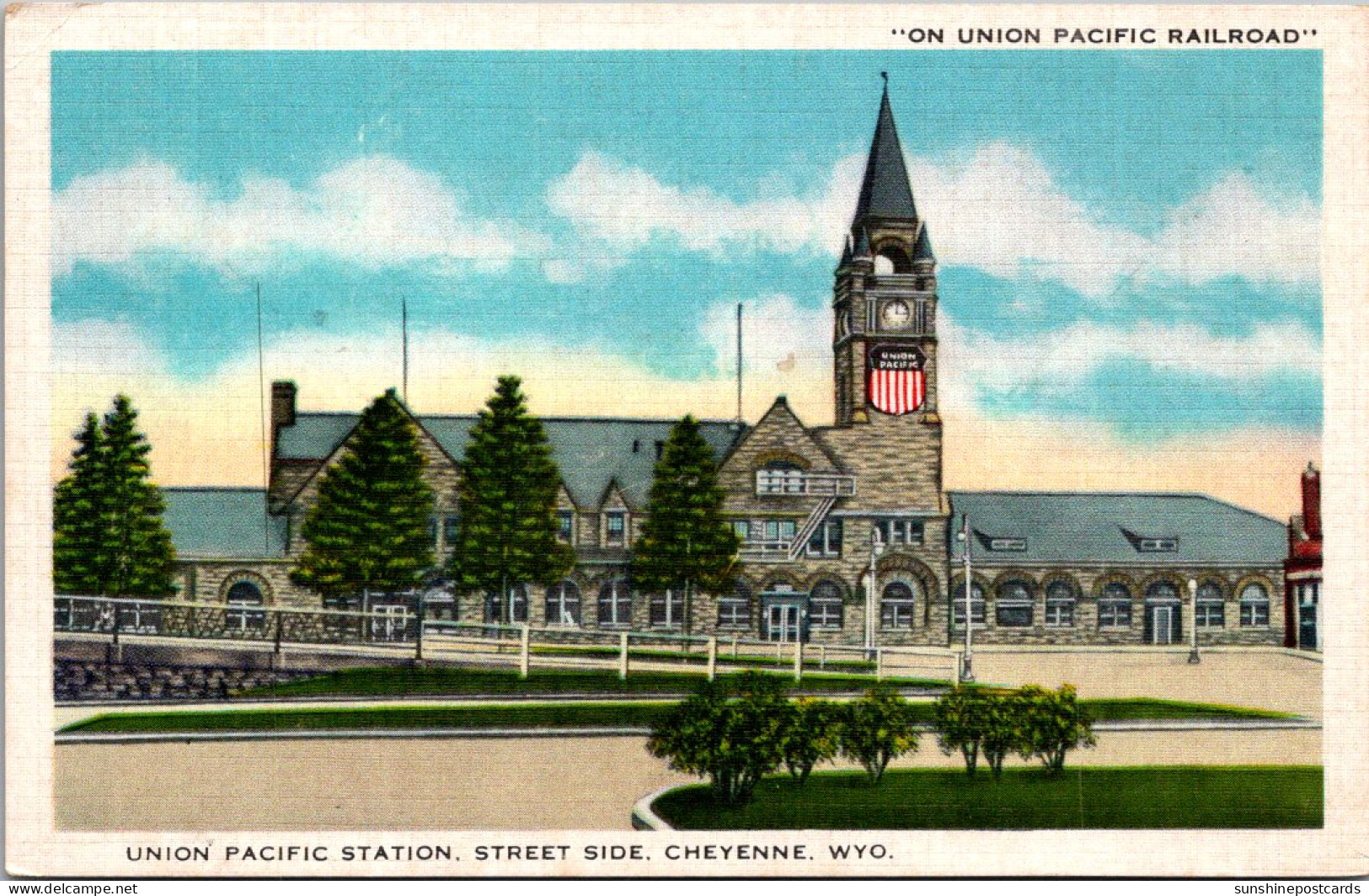 Wyoming Cheyenne Union Pacific Railroad Station Street Side 1955 - Cheyenne