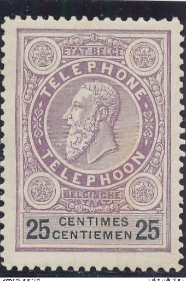 Belgique Timbre Téléphone N° 1 (de 1890) Neuf ** (gomme Légèrement Bruni) Cote 75 € En 2014 - Timbres Téléphones [TE]