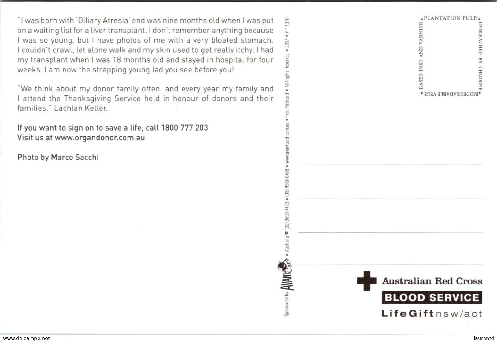 (4 R 20) Australia (Avanti Card) Red Cross Blood Donor Service (music) - Santé