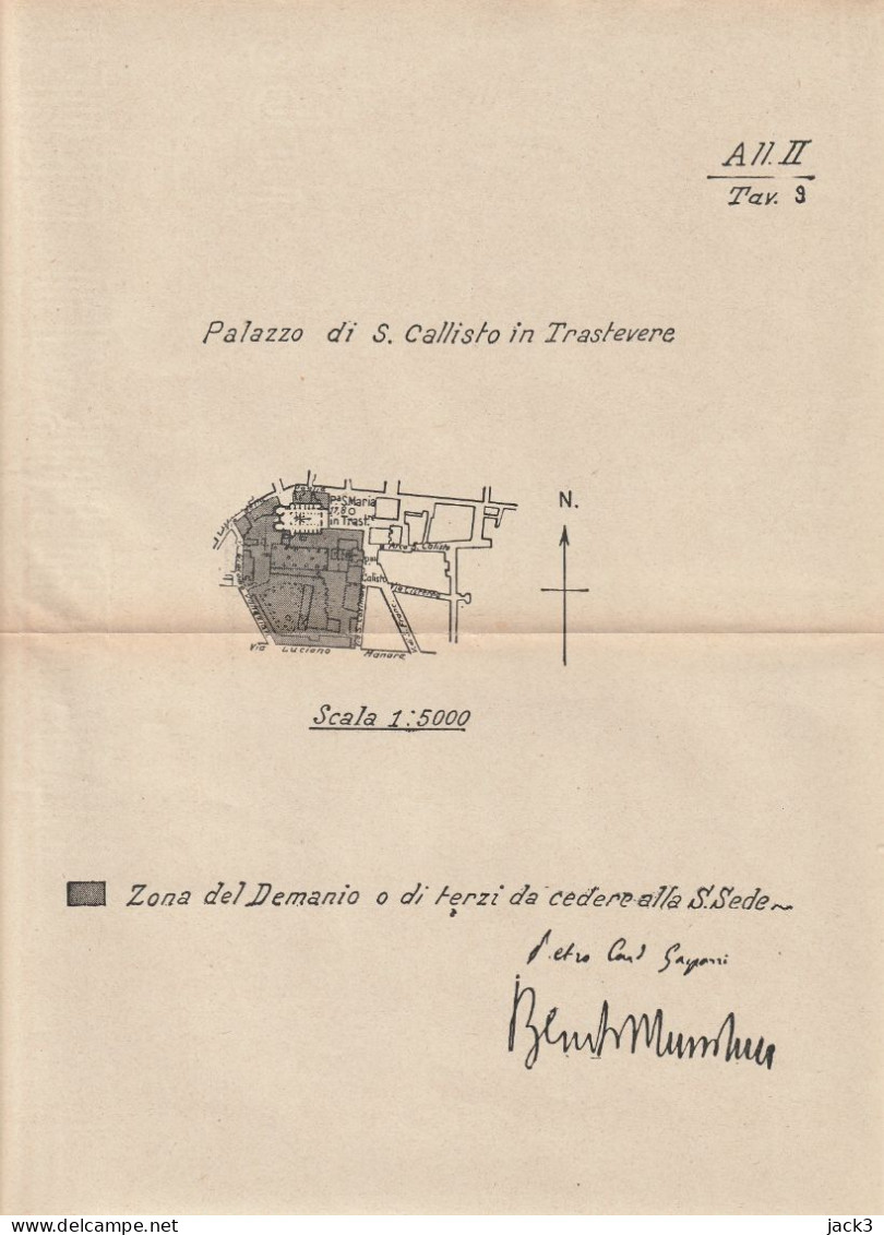 DISEGNO TECNICO - PALAZZO DI S. CALLISTO IN TRASTEVERE - TAV. 9 - FIRMA BENITO MUSSOLINI - Publieke Werken