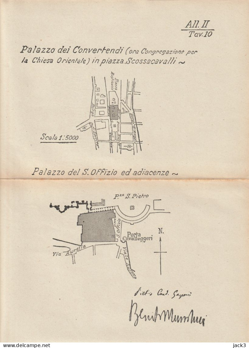 DISEGNO TECNICO - PALAZZO DEI CONVERTENDI E PAL. S. OFFIZIO - TAV. 10 - FIRMA BENITO MUSSOLINI - Opere Pubbliche